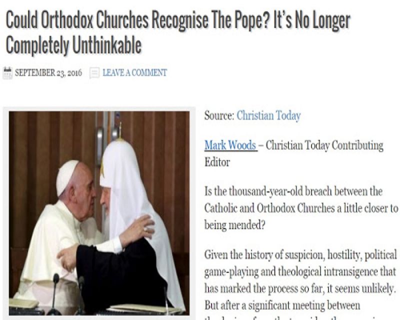 You are currently viewing “Θα μπορούσαν οι Ορθόδοξες Εκκλησίες να αναγνωρίσουν τον Πάπα; Δεν είναι αδιανόητο πλέον!”
