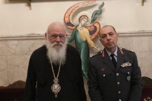 Ο νέος Αρχηγός της Ελληνικής Αστυνομίας Αντι/γος Κ. Σκούμας στον Αρχιεπίσκοπο