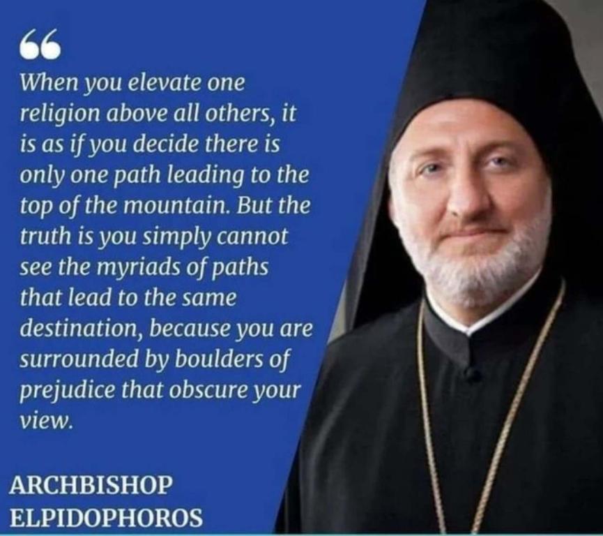 You are currently viewing Ας μάθουμε  και κάτι άλλο που δεν ξέραμε από θεολογικής απόψεως και μας το διδάσκει  ο Αρχιεπίσκοπος Αμερικής Ελπιδοφόρος. Δεν ξέρω αν το καταλάβατε: η πανθρησκεία επι θύρας!!!